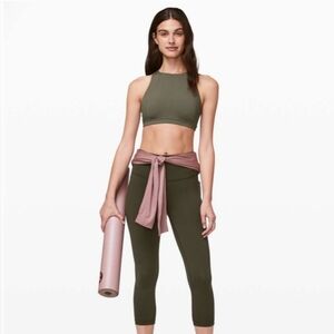 Lululemon Wunder Under Green HR Crop 21" Leggings Size 10